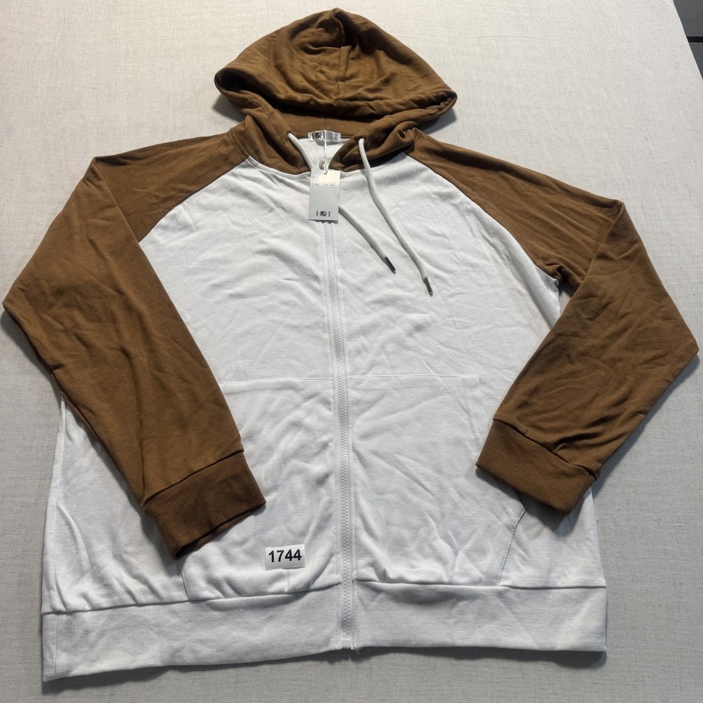 H2H Raglan Zip Up Hoodie Mens Sz 3XL White‎ New With Tags